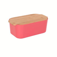 BROTKASTEN mit Bambusdeckel 33/18,5/12 cm - Rot, Kunststoff (18.5/12/33cm) - Excellent Houseware