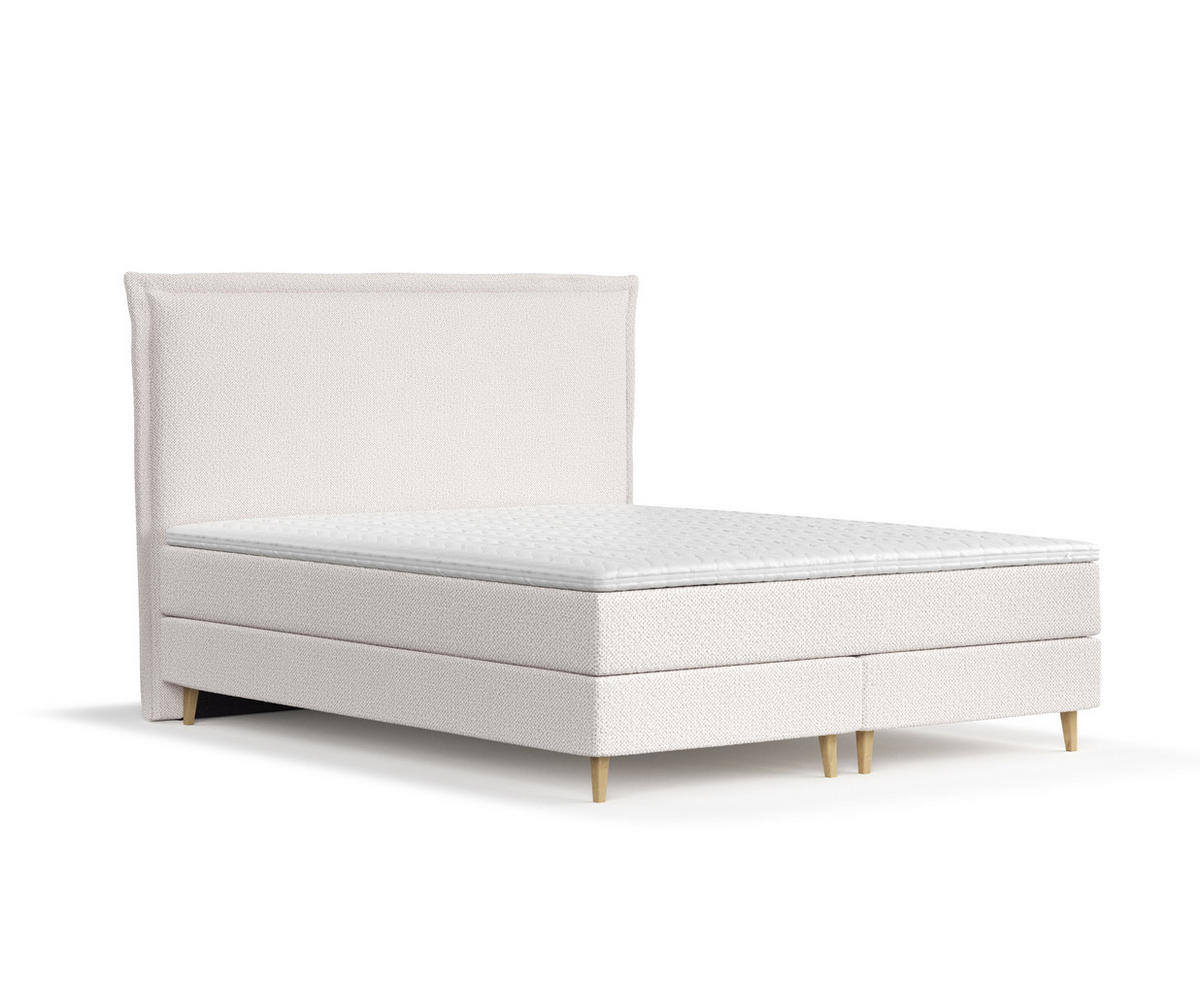 KONTINENTALBETT Calma Creme 120/200 cm mit Matratze und Topper - Creme/Naturfarben, Holz/Holzwerkstoff (120/200cm) - Maison de Reve