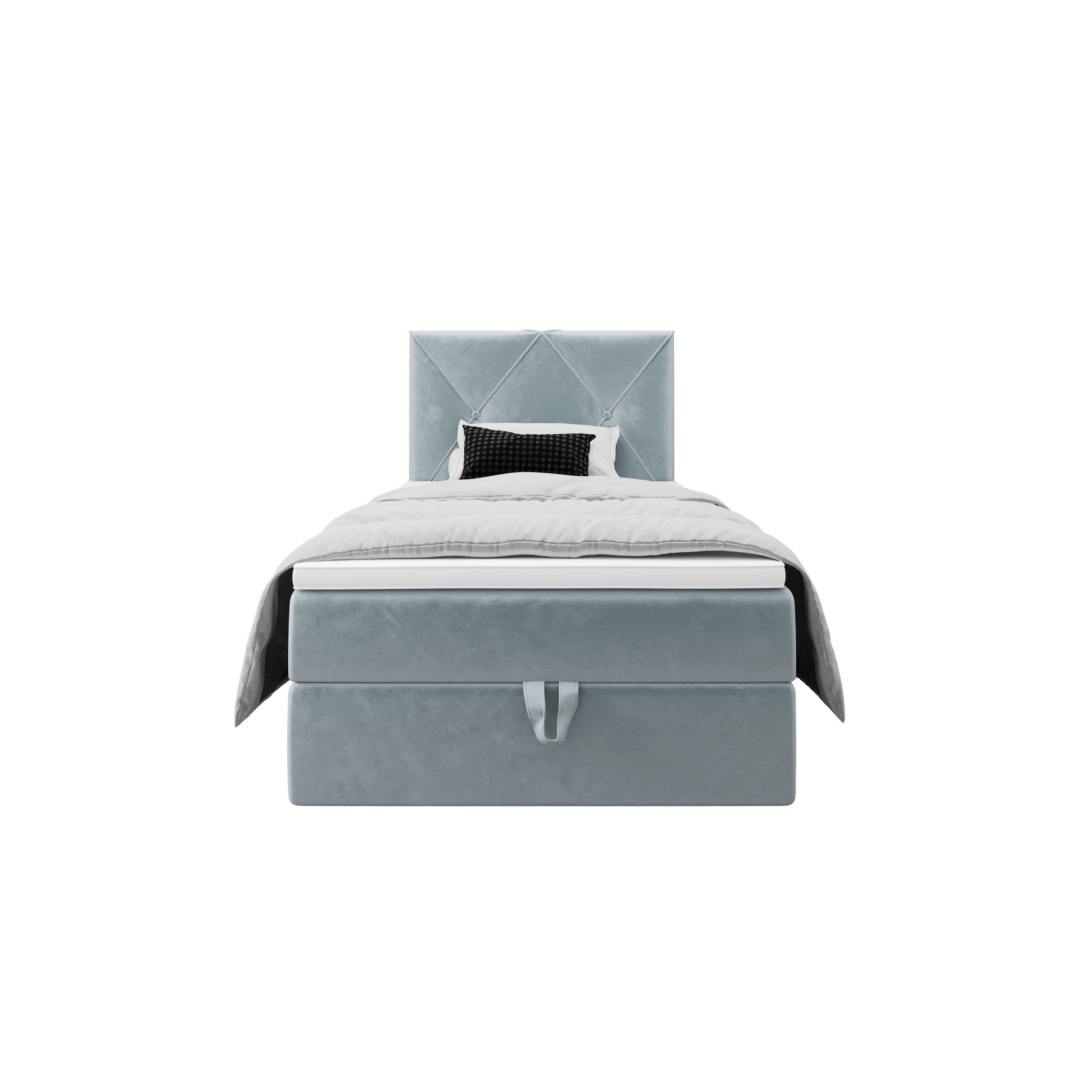 BOXBETT ALTEA 100x200 Monolith 72, mit Matratze H3, Bonell und Topper, Blau - Blau, Holz/Kunststoff (100/200cm) - Bedante