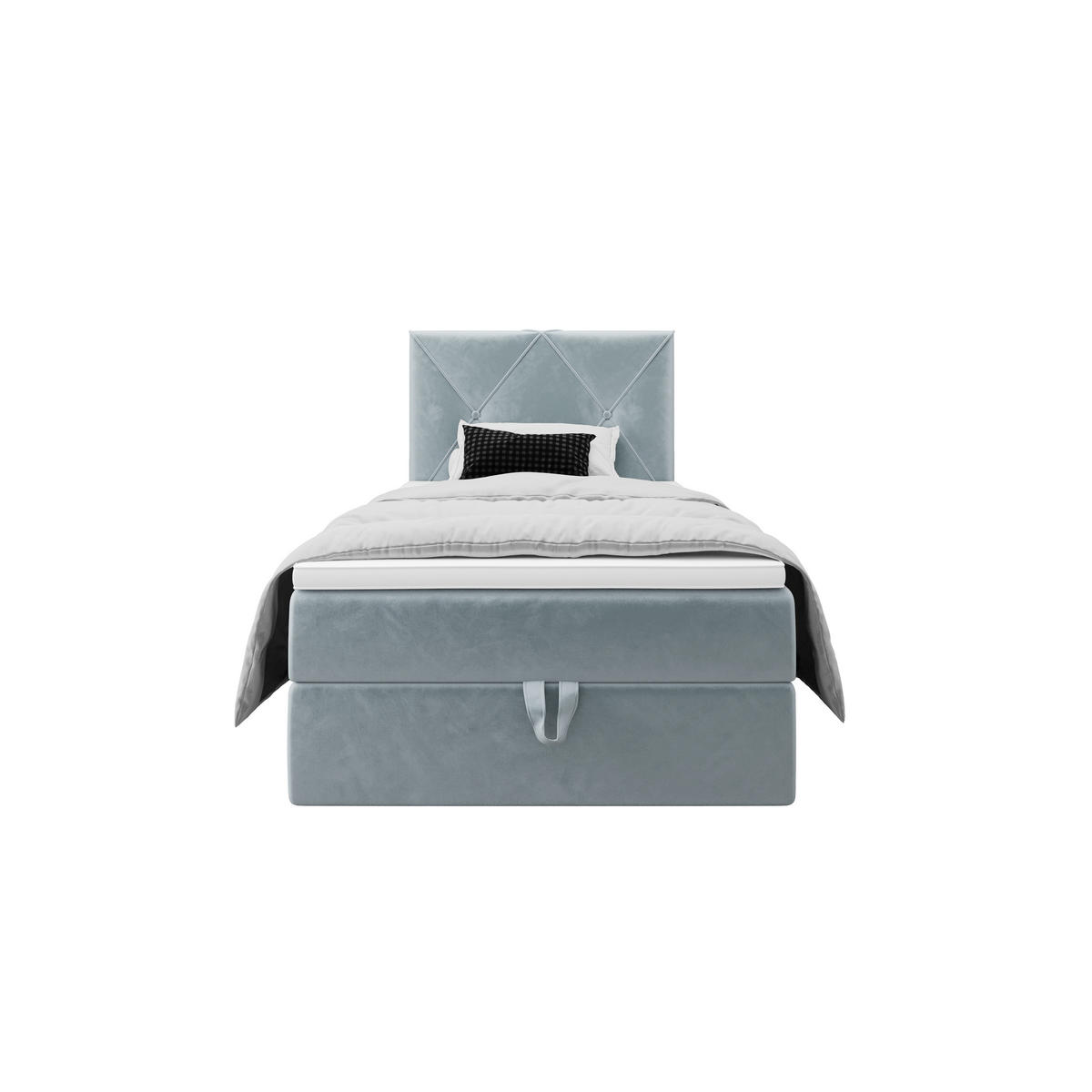 BOXBETT ALTEA 90x200 Monolith 72, mit Matratze H3, Bonell und Topper, Blau - Blau, Holz/Kunststoff (90/200cm) - Bedante