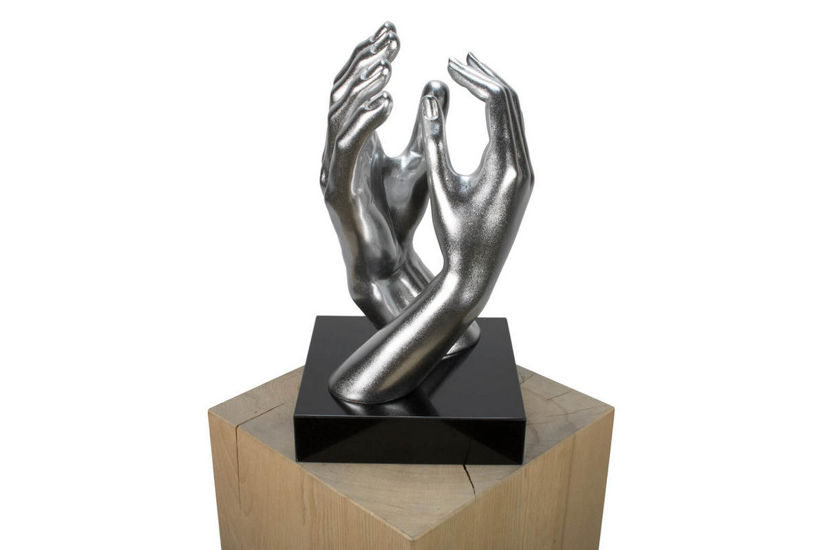 SKULPTUR Silber 21/41 cm - Silberfarben, Stein (4.85/41/21cm) - KUNSTLOFT