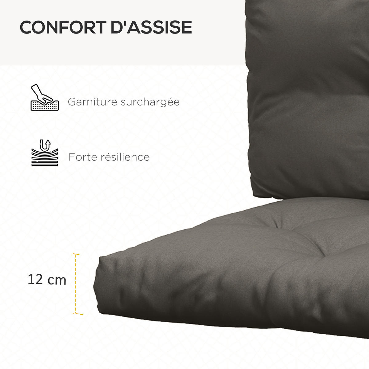SITZKISSEN-SET DE-17710 3-teilig mit Rücken- & Seitenkissen - Dunkelgrau, Textil (120/80/12cm) - ComfortXL