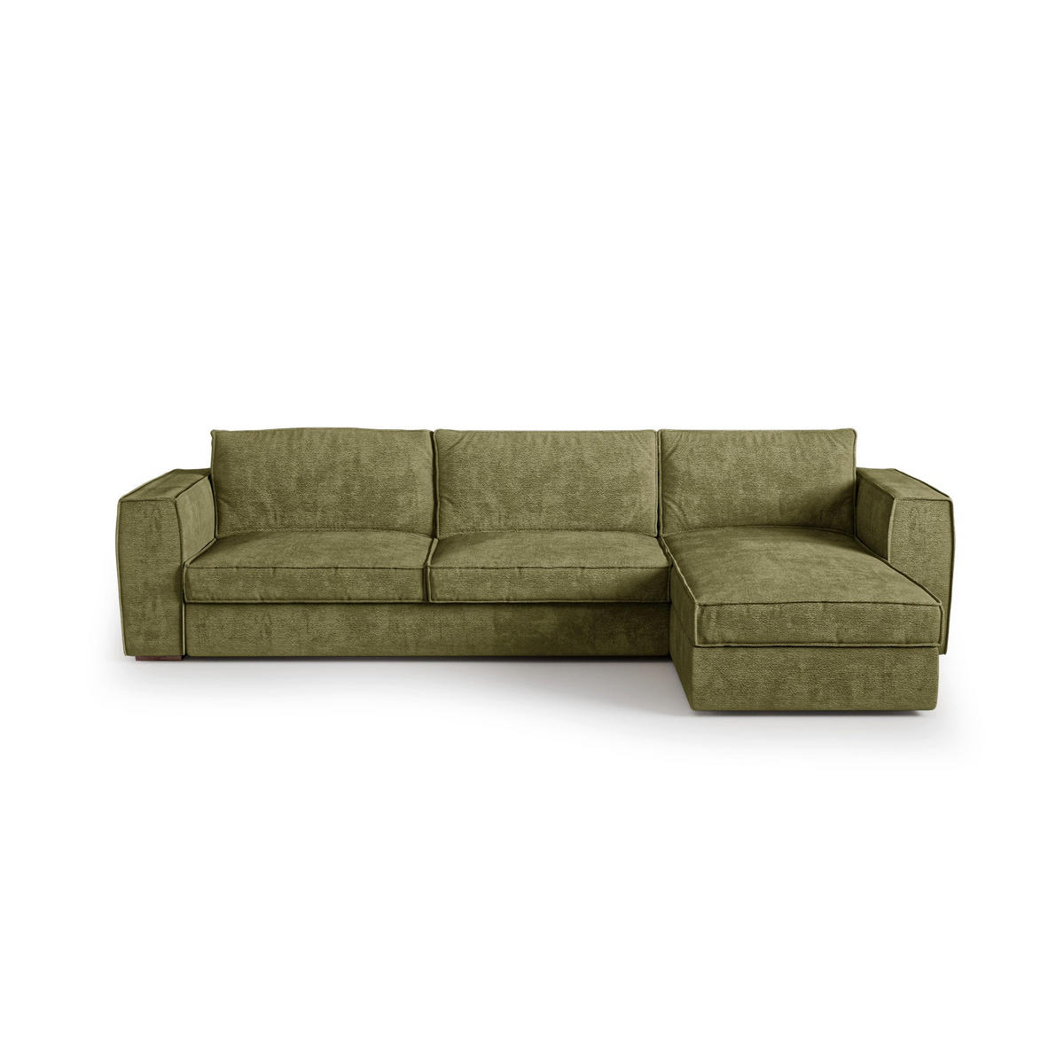 ECKSOFA rechtwinklig MIKA Kettgewebe mit weichem Griff Vintage-Grün 292cm - Dunkelgrün/Grün, Textil (292/100cm) - Premium Interiors