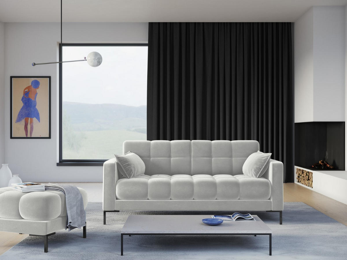 SOFA Mamaia aus Samt silber 2 Sitzplätze - Silberfarben, Textil (92/75/152cm) - Micadoni