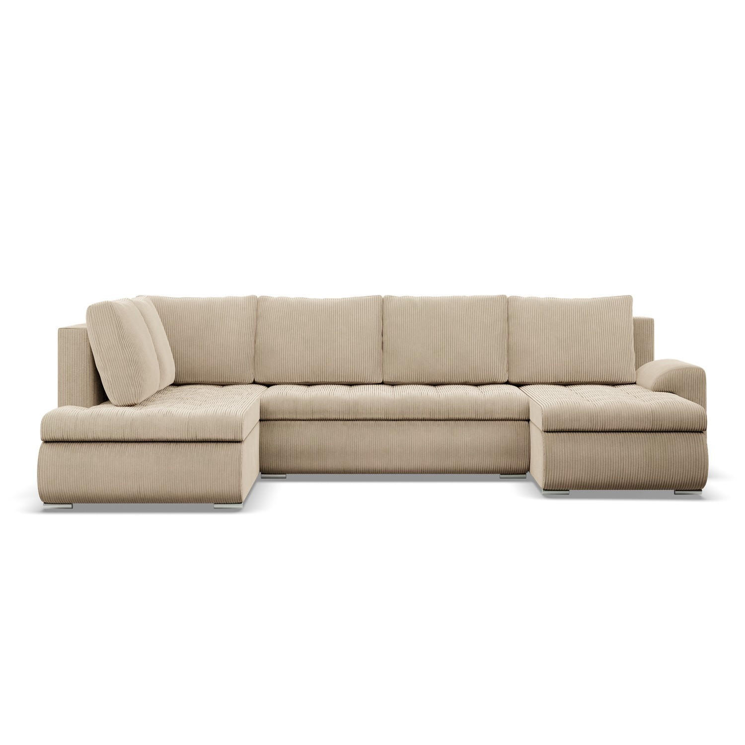 U-SOFA MIT SCHLAFFUNKTION FORESTA, Cord - Beige - Beige, Textil (300/89/200cm)