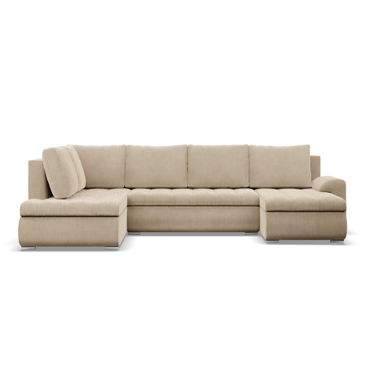 U-SOFA MIT SCHLAFFUNKTION FORESTA, Cord - Beige - Beige, Textil (300/89/200cm)