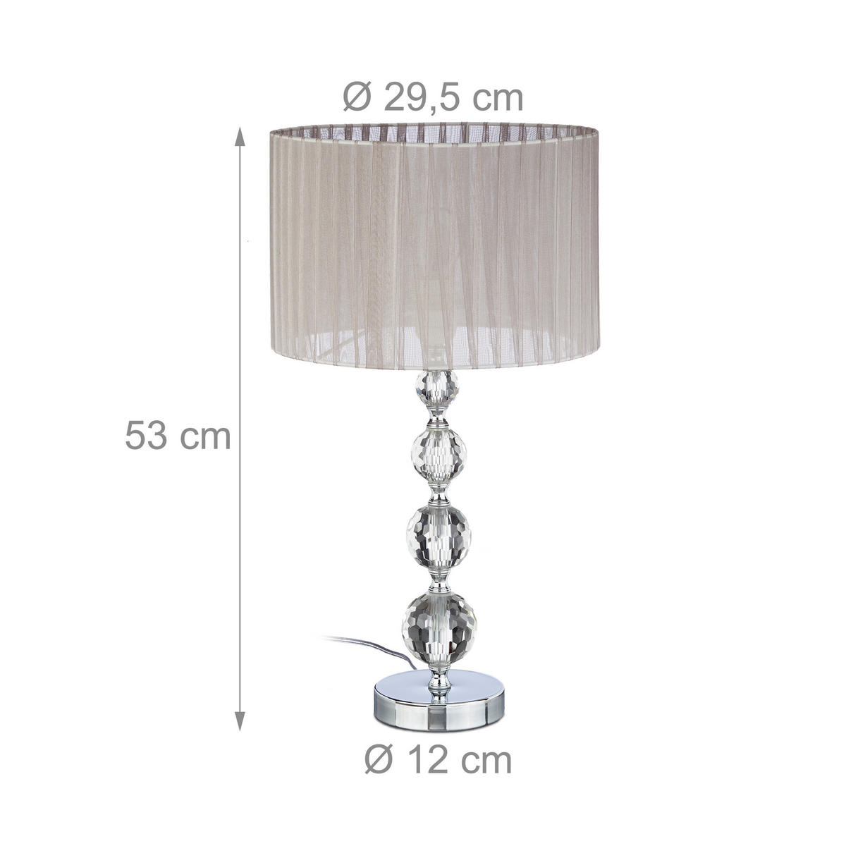 NACHTTISCHLAMPE - Multicolor, Glas/Textil (29.5/29.5/53cm) - Relaxdays