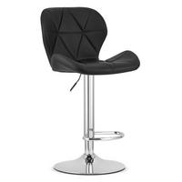 BARHOCKER WEST ECO schwarzer Sitz, Chrombasis - Schwarz, Leder (46/111/48.5cm) - Valora