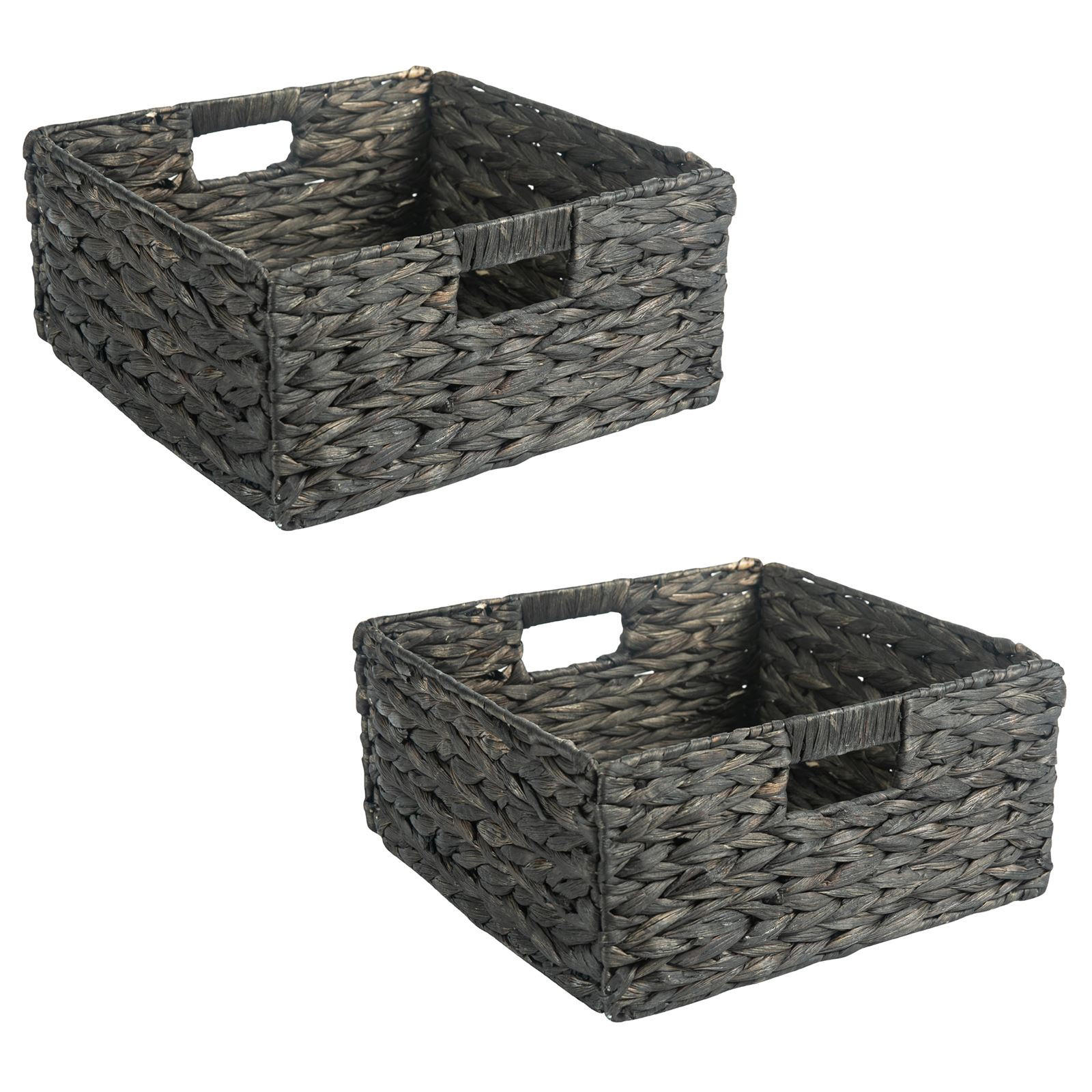 AUFBEWAHRUNGSKÖRBE LANZI 2ER-SET - Schwarz, Naturmaterialen (32/15/32cm) - IDIMEX