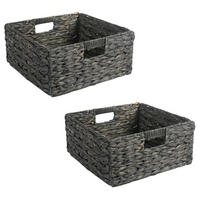 AUFBEWAHRUNGSKÖRBE LANZI 2ER-SET - Schwarz, Naturmaterialien (32/15/32cm) - IDIMEX