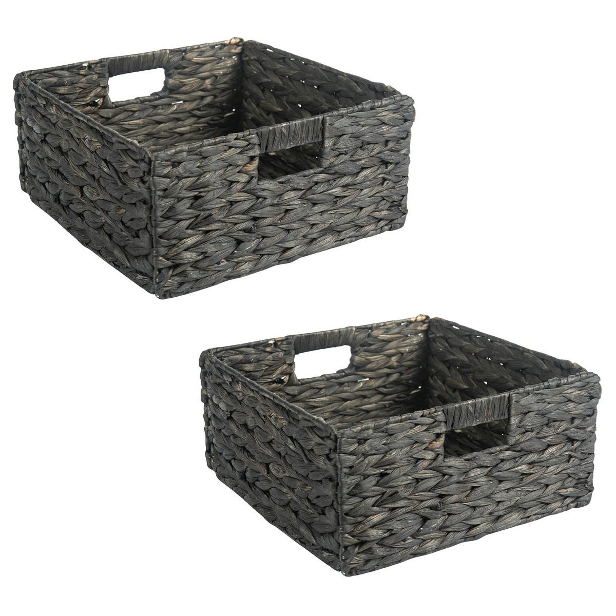 AUFBEWAHRUNGSKÖRBE LANZI 2ER-SET - Schwarz, Naturmaterialien (32/15/32cm) - IDIMEX