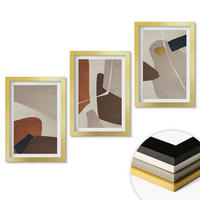WANDBILDER 3er Set - 20x30 cm Goldrahmen - Abstrakte Boho-Malerei - Goldfarben, Kunststoff (20/30cm) - ArtPrintCave