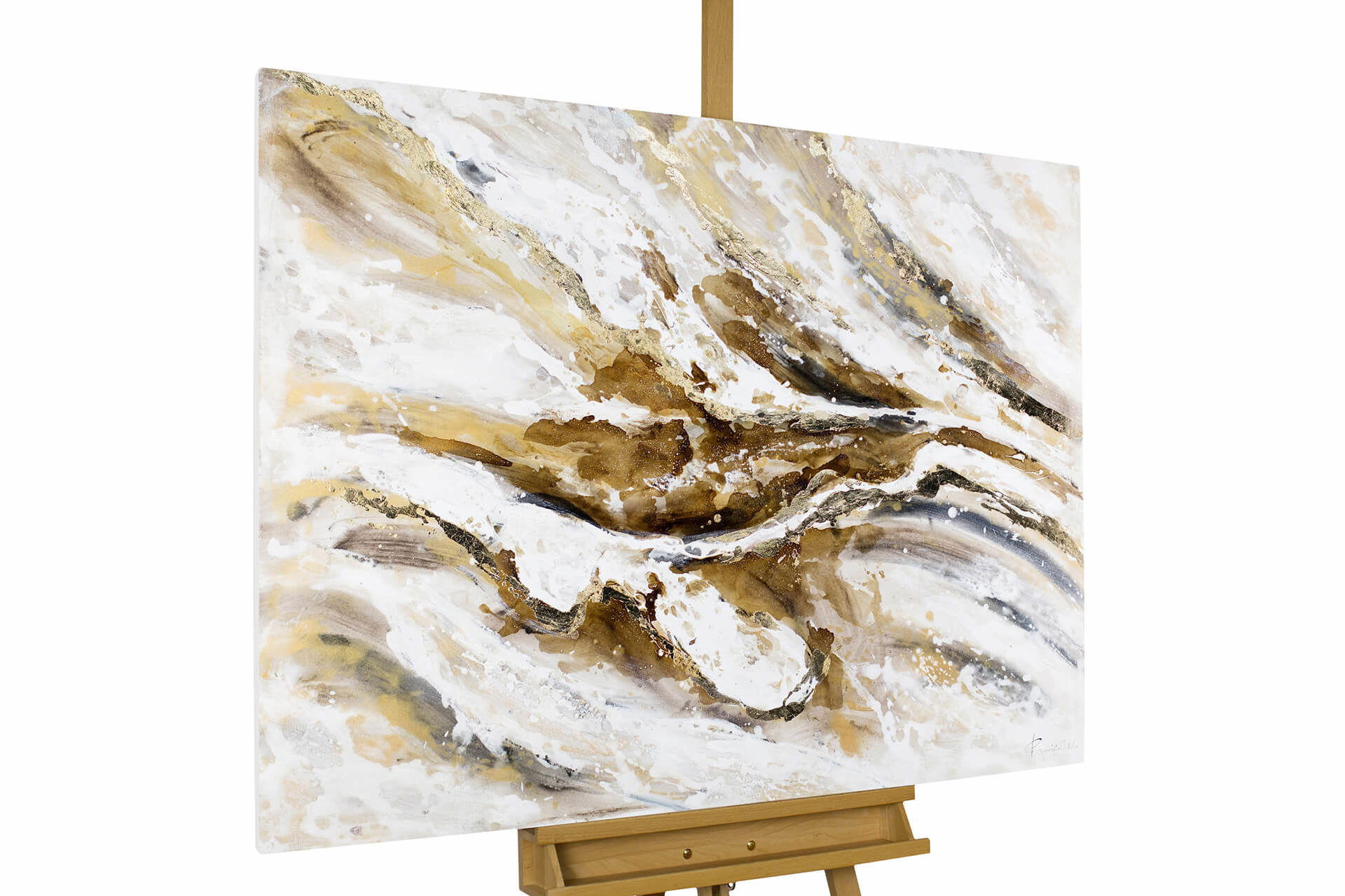 ACRYLBILD HANDGEMALT 100/75 cm - Weiß/Braun, Holz/Textil (2.12/75cm) - KUNSTLOFT