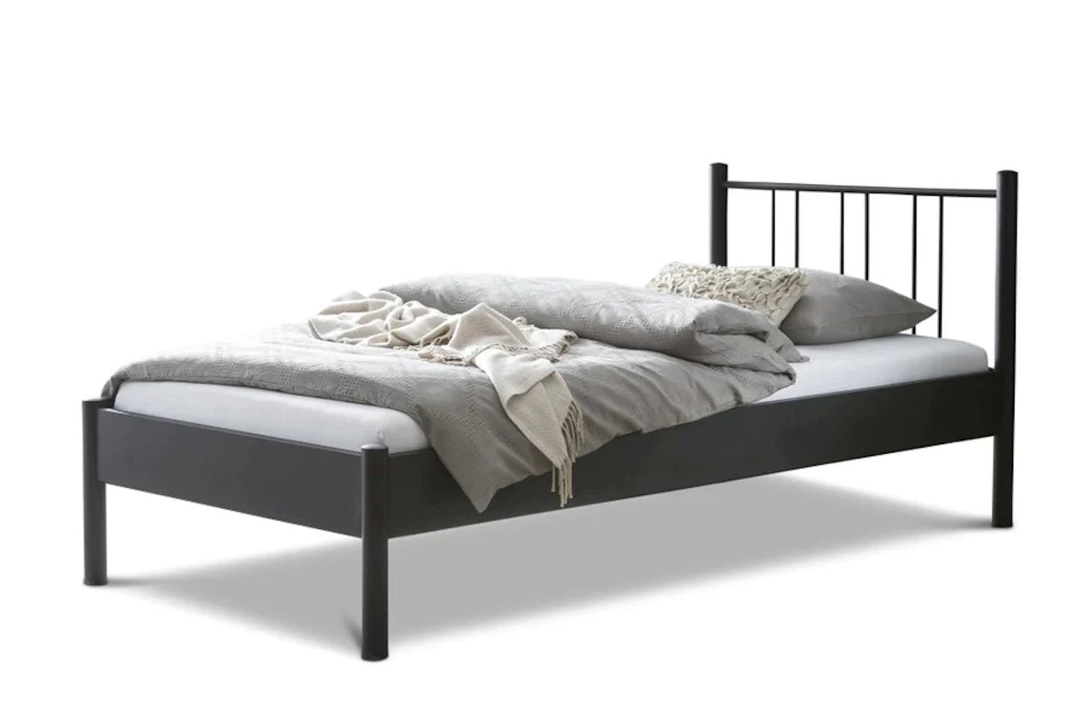 METALLBETT Moon / 90 x 200 cm / schwarz - Schwarz, Metall (90/200cm) - BED BOX