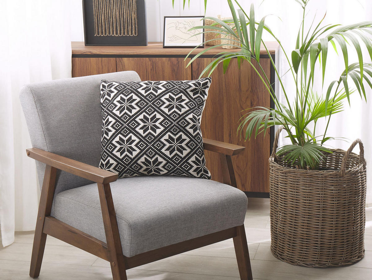 DEKOKISSEN 2er-Set Creme 45/45 cm Beskoz - Creme, Naturmaterialen/Textil (45/45cm) - Beliani