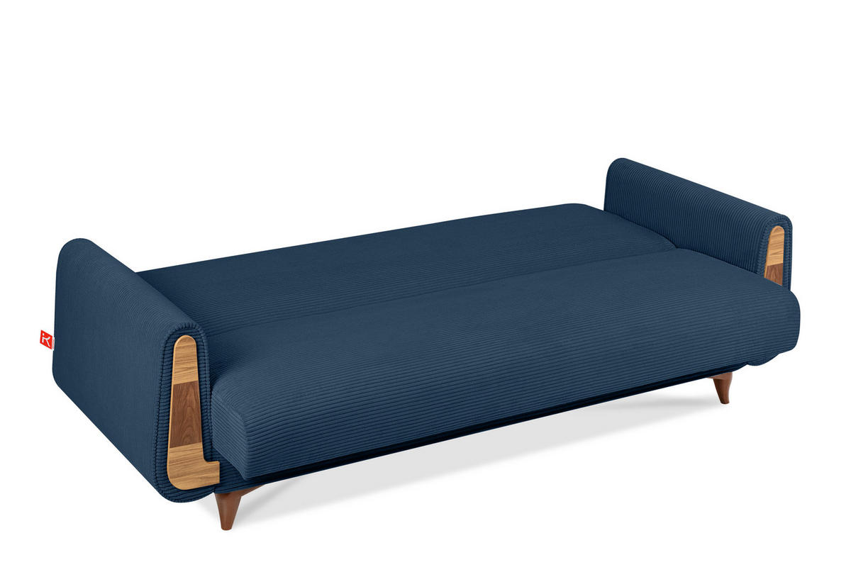 3-SITZER-SCHLAFSOFA GUSTAVO II mit Armlehnen, Marineblau - Blau/Dunkelblau, Holz/Holzwerkstoff (230/98/98cm) - KONSIMO®