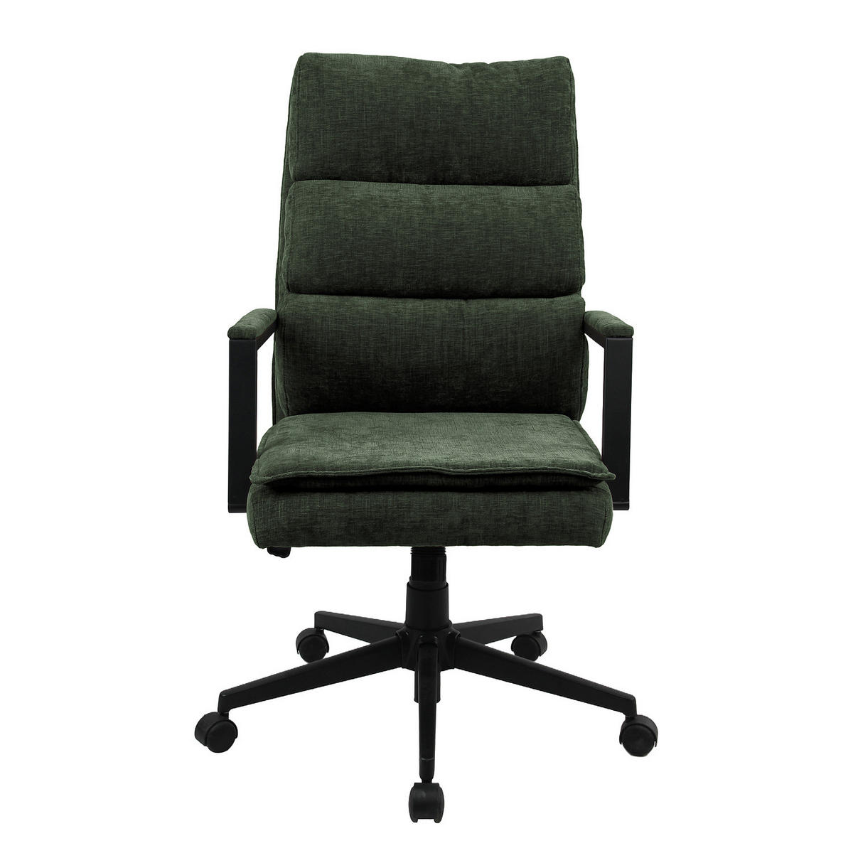 BÜRODREHSTUHL - Strukturstoff / Eisen - Dunkelgrün/Schwarz, Textil/Metall (61/110/73cm) - home24
