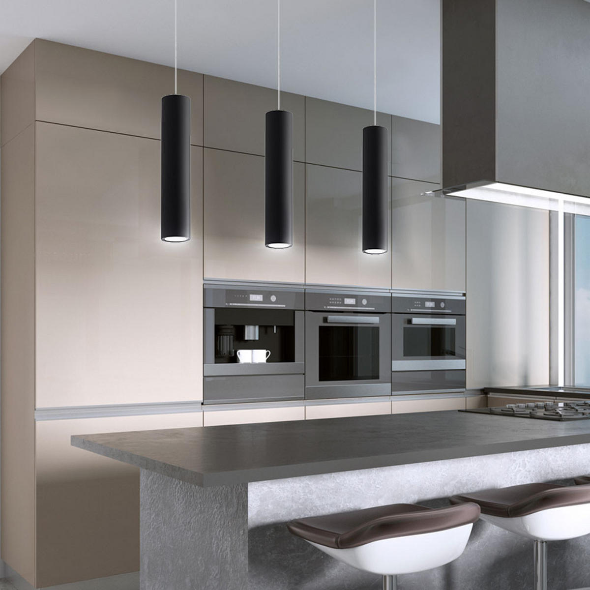 LED HÄNGELEUCHTE LAGOS Metall Schwarz 3-Flammig - Schwarz, Metall (45/6/90cm)