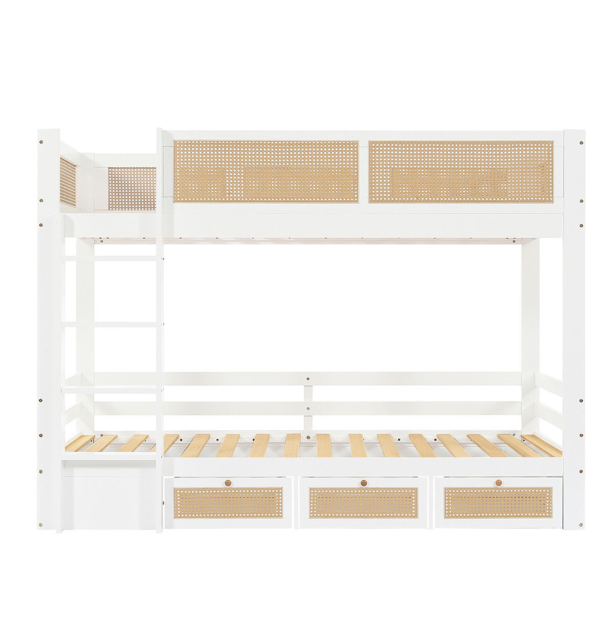 ETAGENBETT Weiß/Natur 90/200 cm mit Schubladen und Leiter - Weiß, Holz (90/200cm) - MIVRAY