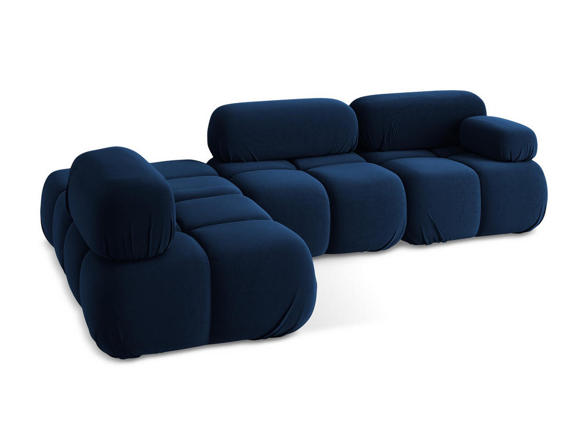ECKSOFA Links Samt Stoff Blau - Blau/Schwarz, Kunststoff/Textil (190/285cm) - Makamii