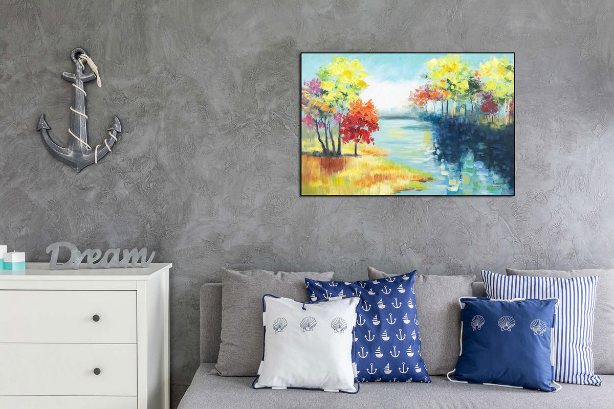 ACRYLBILD HANDGEMALT 90/60 cm - Multicolor, Holz/Textil (90/60cm) - KUNSTLOFT