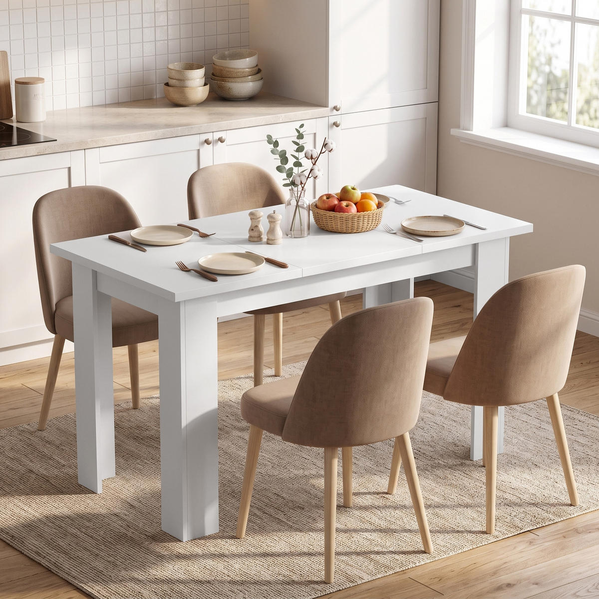 ESSTISCH Spanplatte Weiß - Weiß, Holzwerkstoff (120/60/75.5cm) - HOMCOM