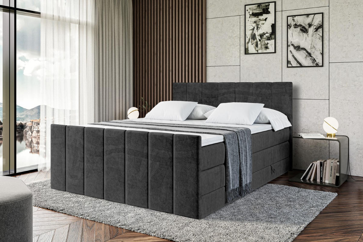 BOXSPRINGBETT MOETI-Z KING - 120x200 - H3/H4 - Schwarz - Schwarz, Holzwerkstoff (120/200cm) - ALTDECOR