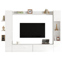 WOHNWAND mit TV-Bereich, offenen Regalen und Stauraum Weiß moderne Standardgröße MDF - Weiß, Holzwerkstoff (228/170/30cm) - EVRYAE