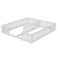 POLSTERBETT 2x90x200cm weiß Holz, Sicherheitsgitter, Montessori - Weiß, Holz