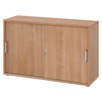 SCHIEBETÜRENSCHRANK - 2 Ordnerhöhen 40/120/74,8 cm in Nussbaumfarben Chromgriff (Metall) - Nussbaumfarben, Holzwerkstoff (120/74.8/40cm) - bümö
