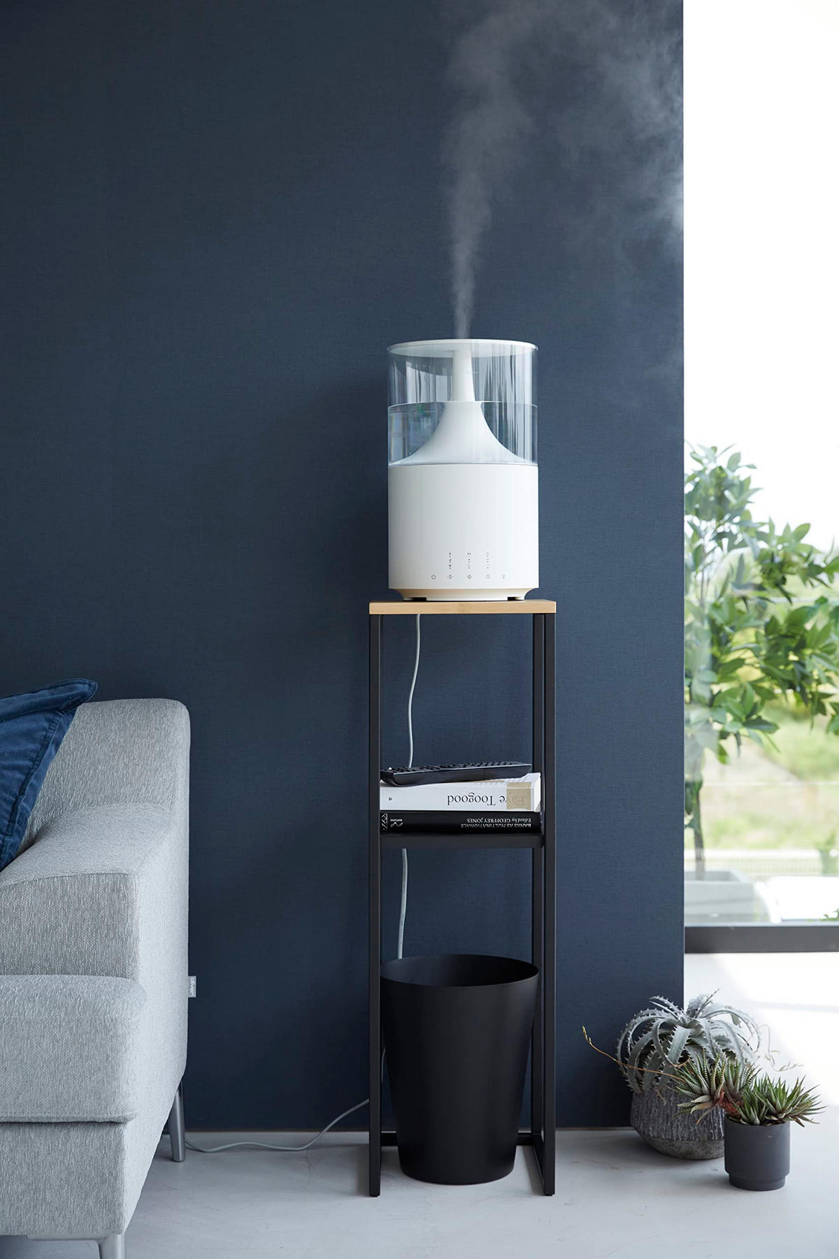 BLUMENTISCH Tower 5984 schwarz/natur 80/25/25 cm - Schwarz, Holz/Metall (25/25/80cm) - Yamazaki