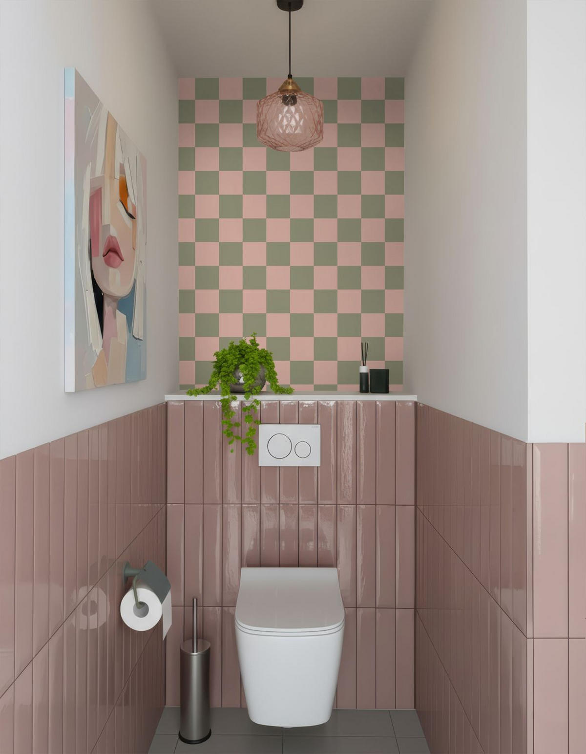 TAPETE Karomuster 50 x 900 cm - Pink, Papier (50/0.1cm) - ESTAhome