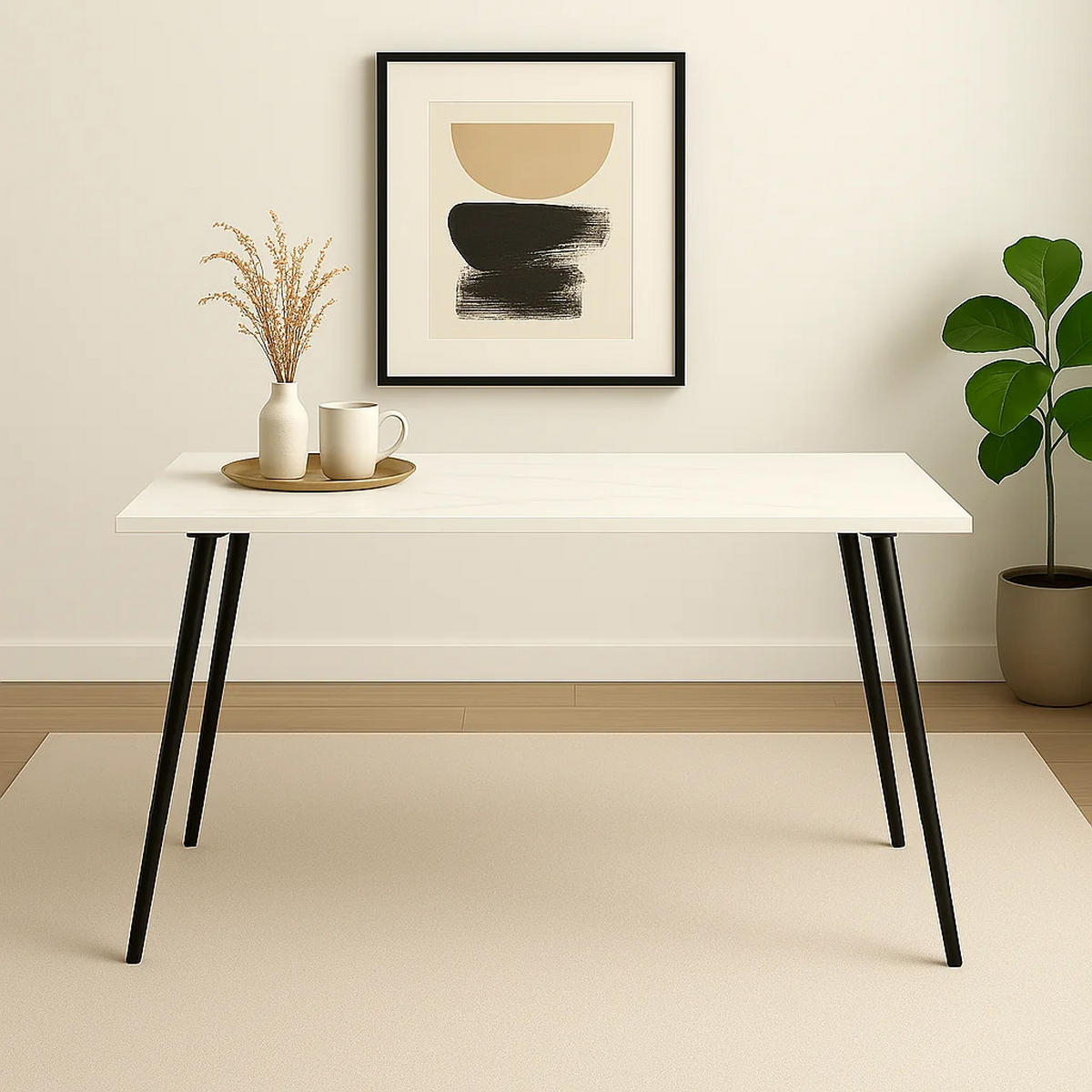 ESSTISCH 120/80/75 cm Rechteckige weiße - Schwarz/Weiß, Holz/Metall (80/120/75cm) - Urban Meuble