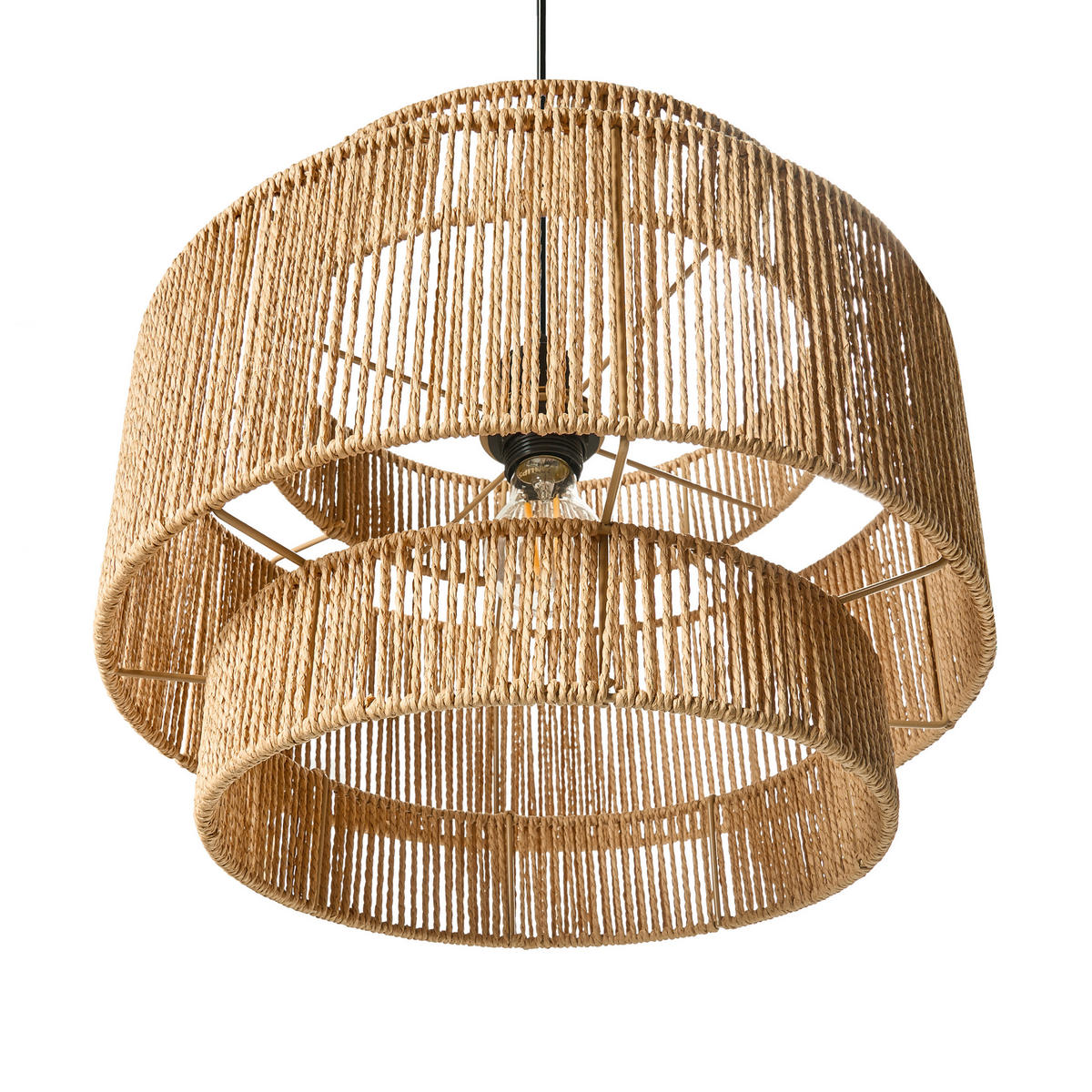 HÄNGELEUCHTE Naturfarben Wokiro - Naturfarben, Papier (40/40/87cm) - Beliani