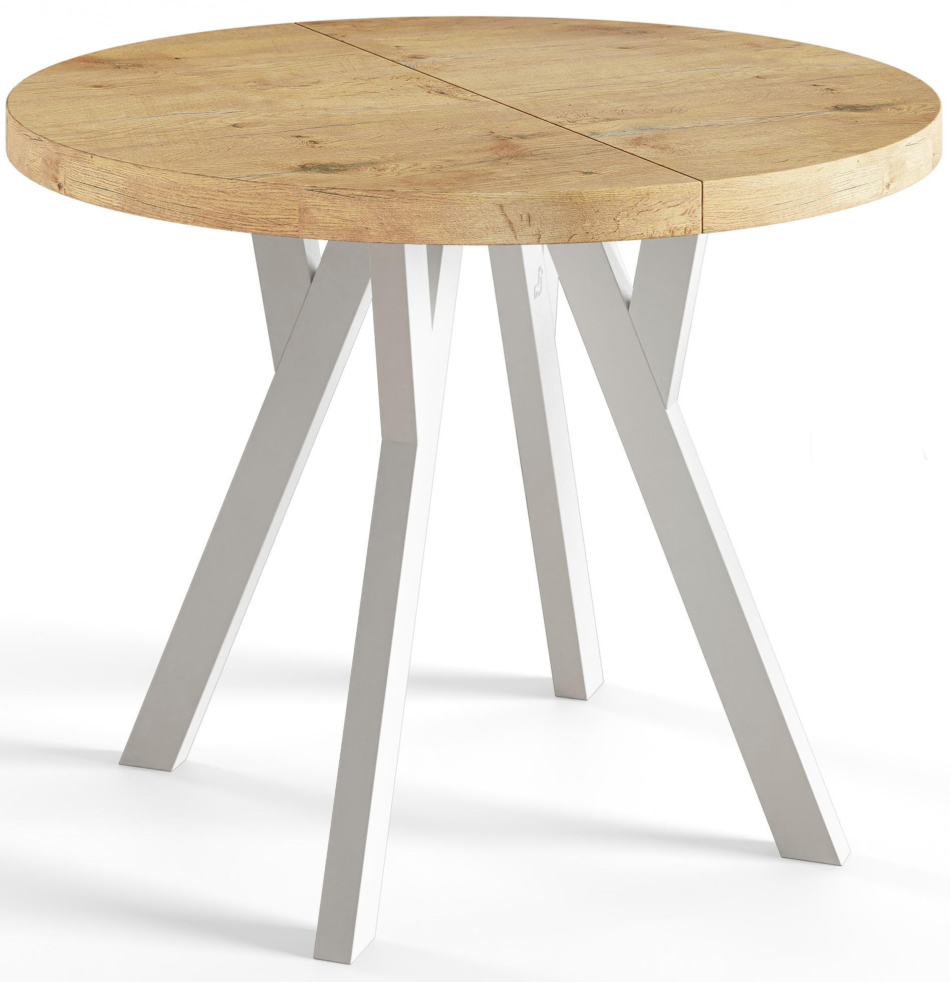 ESSZIMMERTISCH OVO, ausziehbarer Tisch 80 cm bis 130 cm, Farbe: LANCELOT, mit Holzbeinen in Farbe Weiß - Beige/Weiß, Holzwerkstoff (80/80/77cm) - Alpi-Möbel