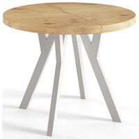 ESSZIMMERTISCH OVO, ausziehbarer Tisch 80 cm bis 130 cm, Farbe: LANCELOT, mit Holzbeinen in Farbe Weiß - Beige/Weiß, Holzwerkstoff (80/80/77cm) - Alpi-Möbel