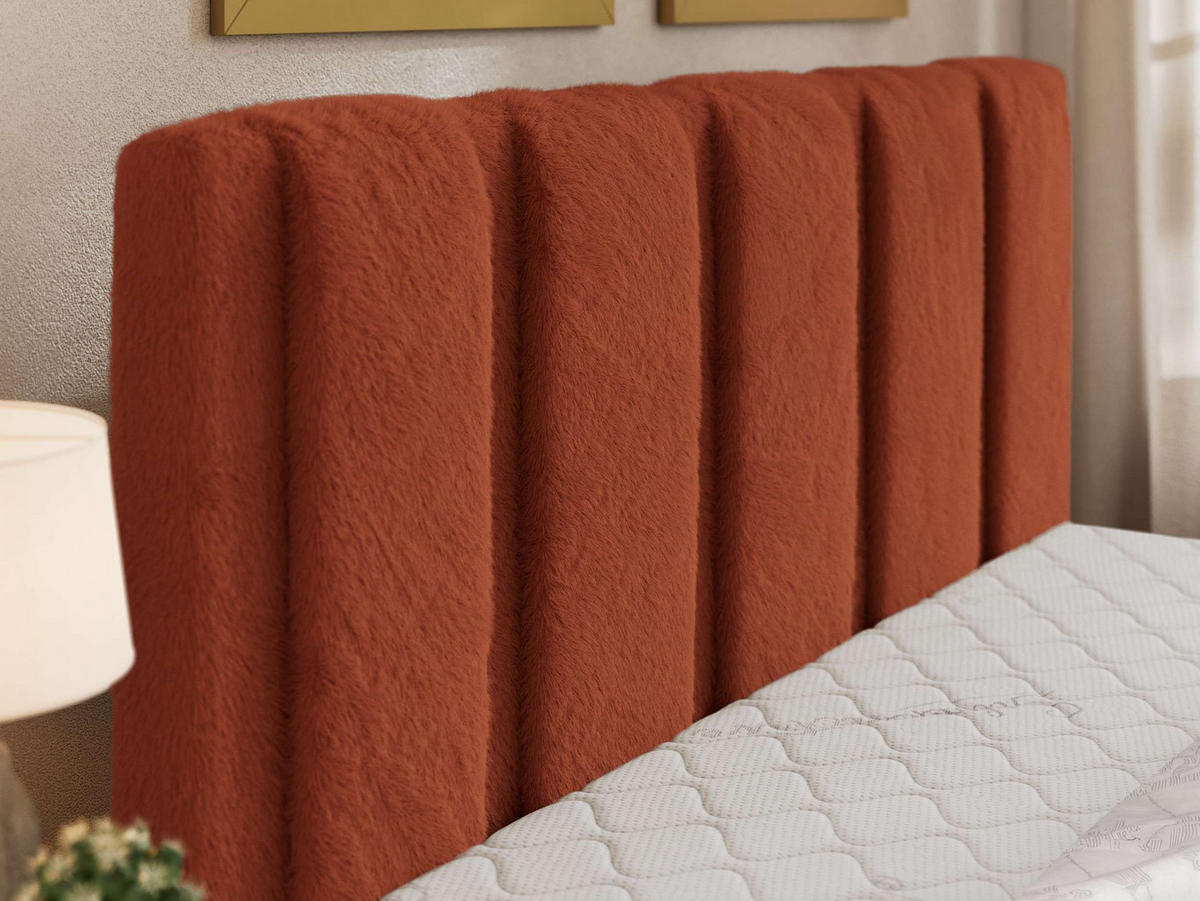 ČALOUNĚNÁ POSTEL SAVINO CLASSIC 140/200 - Oranžová Plyš - bez matrace - pomerančová/černá, textil/plast (140/200cm) - MKS