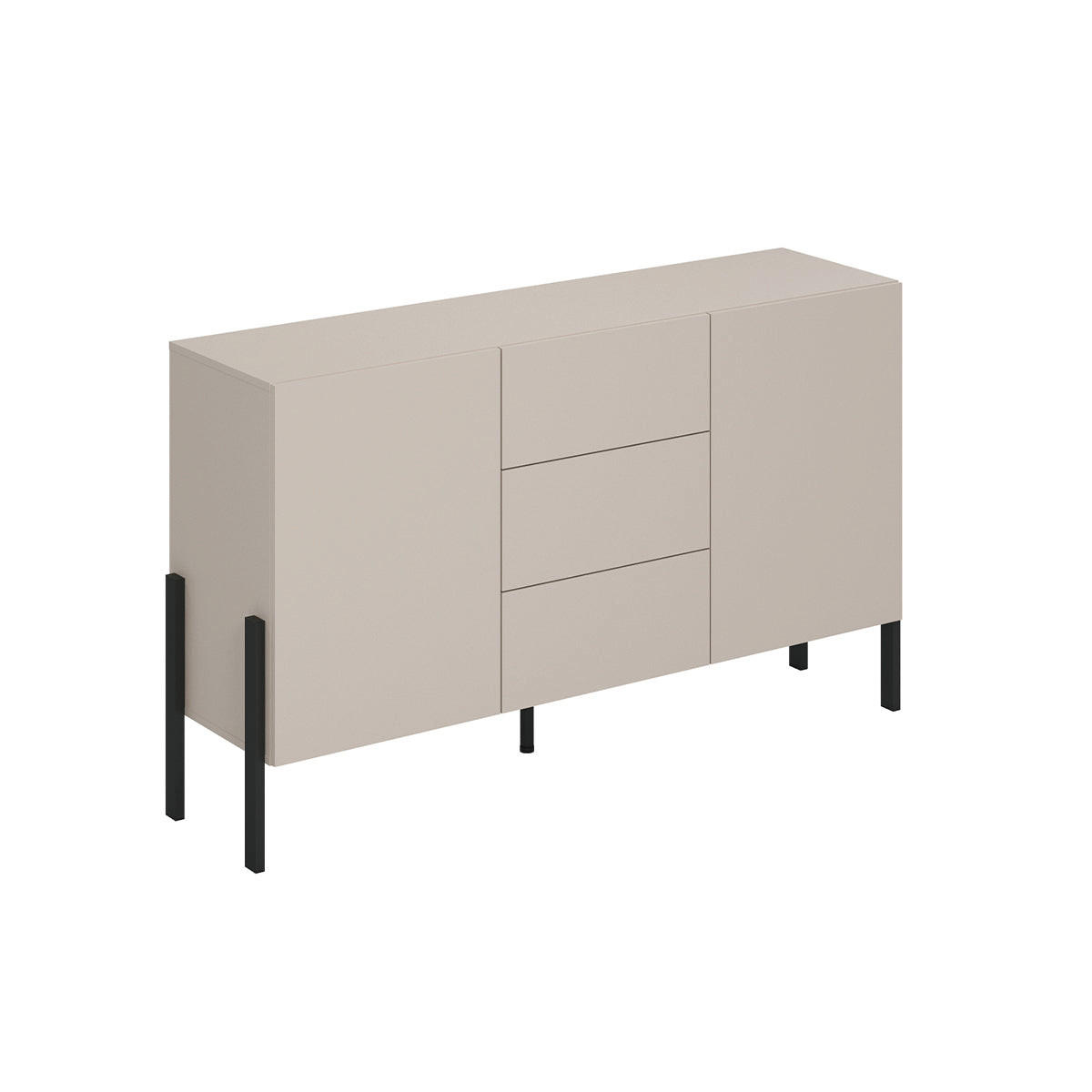 SIDEBOARD Bérénice Kaschmir und Schwarz - Beige, Holzwerkstoff (154/90/40cm) - Petits-meubles