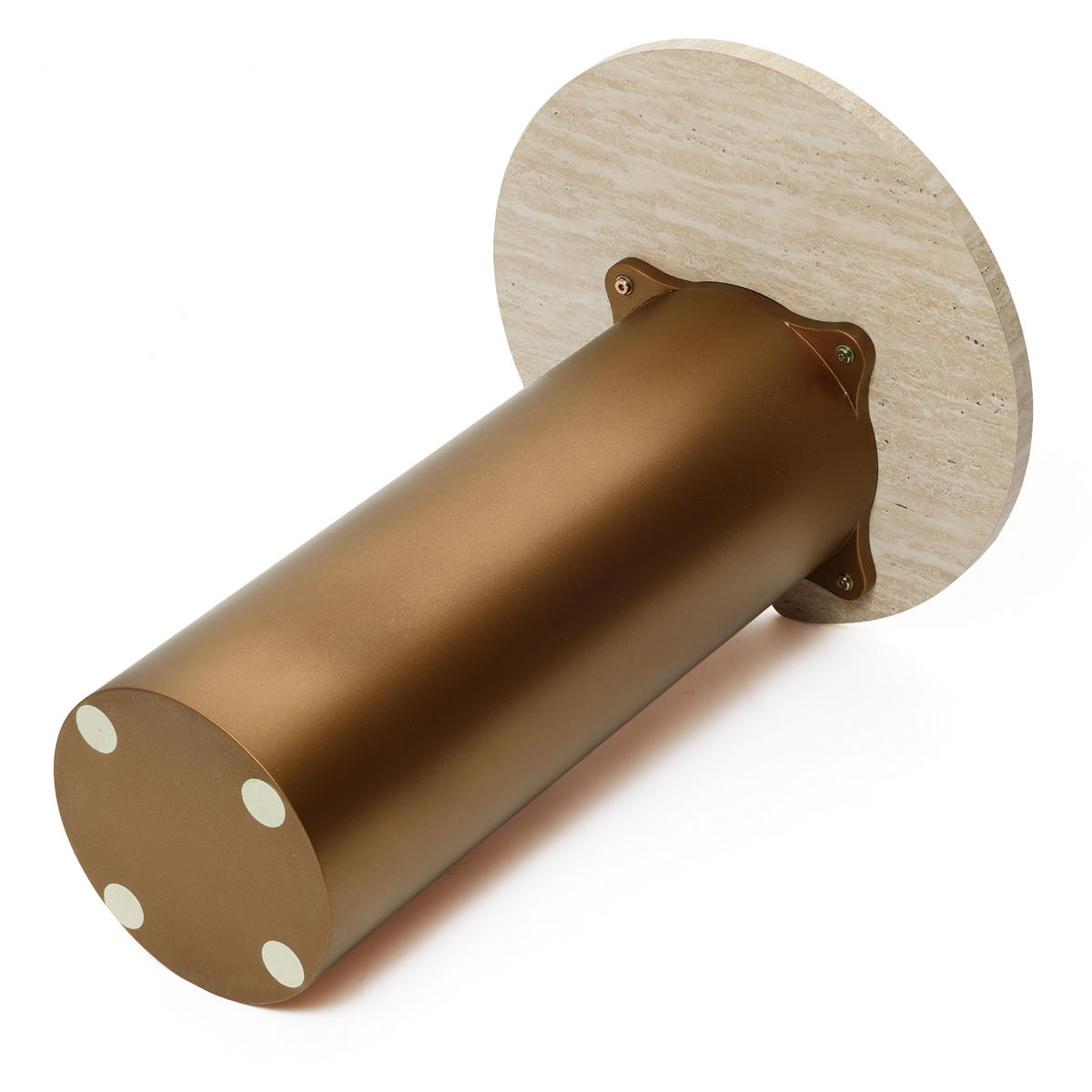BEISTELLTISCH Holz Rund mit Travertin-Optik, 56 cm hoch - Braun, Holzwerkstoff (40/40/56cm) - Hometopia