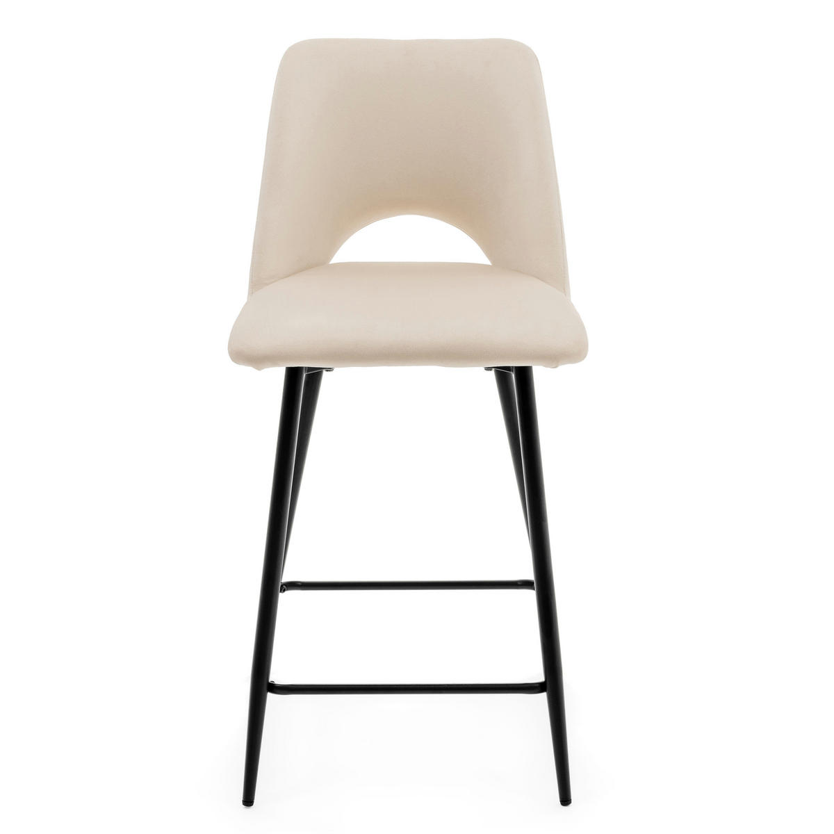 BARHOCKER ORO gepolsterter mit Steppung - beige - Samt Velour - Beige/Schwarz, Textil/Metall (48/94/55cm) - NEW HOME