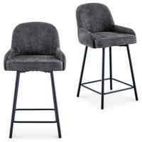 BARHOCKER VIVIANNE-1 2er-Set dunkelgrau - Dunkelgrau, Textil (50/87/53cm) - IDIMEX