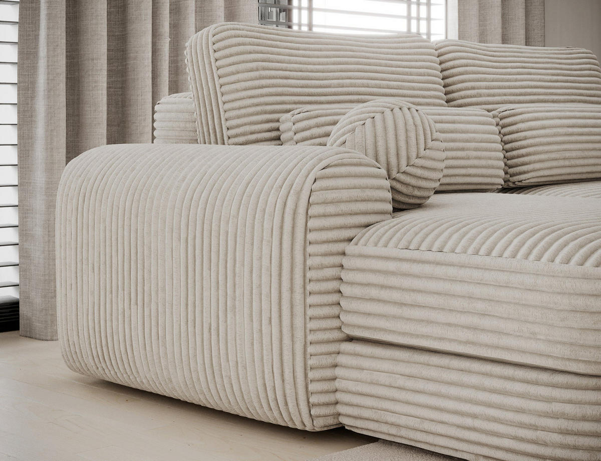 ECKSOFA RIPELI L-Form mit Schlaffunktion & Bettkasten – Modernes 3-Sitzer Sofa, Wellenfederung, 217 × 175 cm - Beige/Schwarz, Kunststoff (217/175cm) - Wohnideebilder