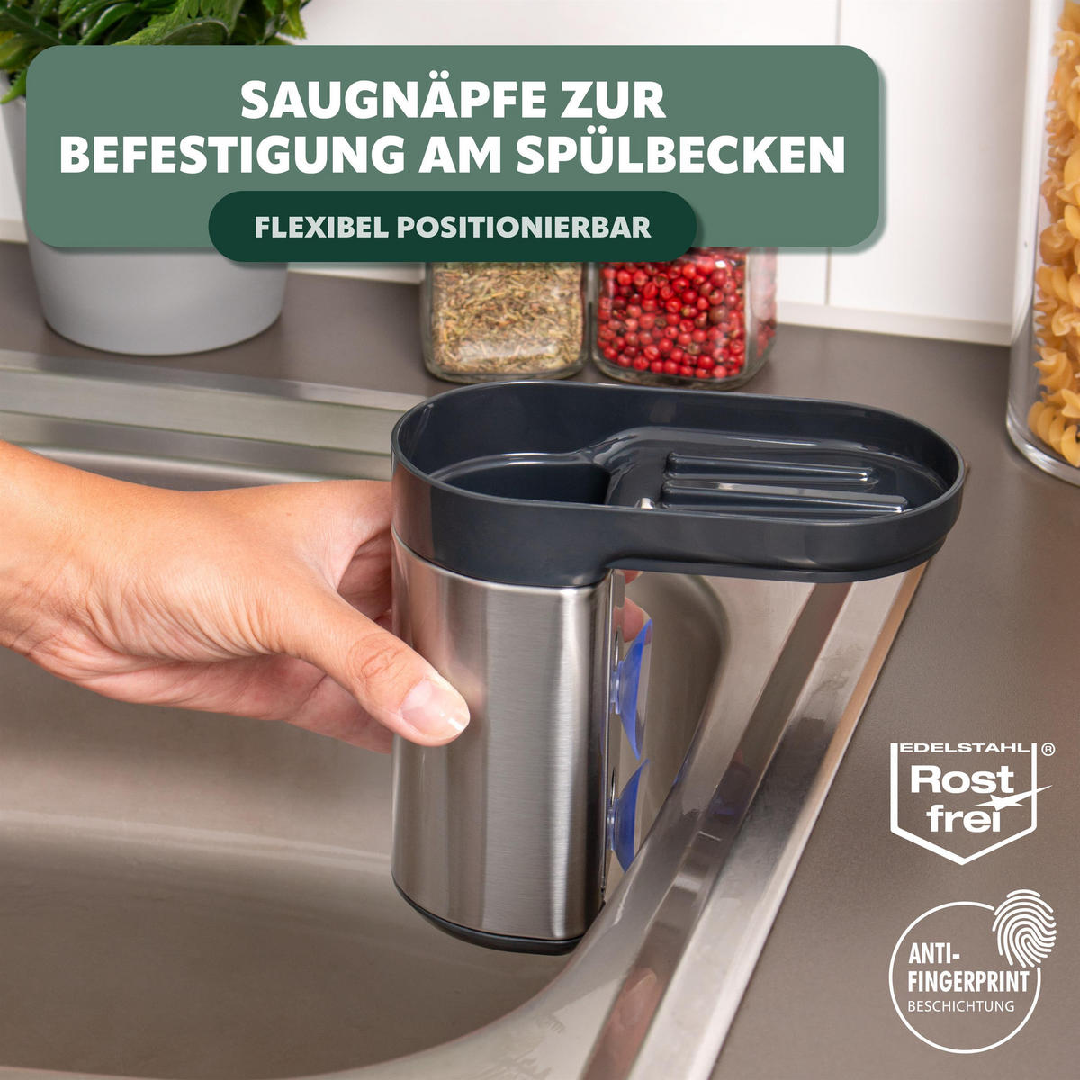 SPÜLBECKEN-ORGANIZER - Edelstahlfarben, Metall (15.5/15/8cm) - bremermann