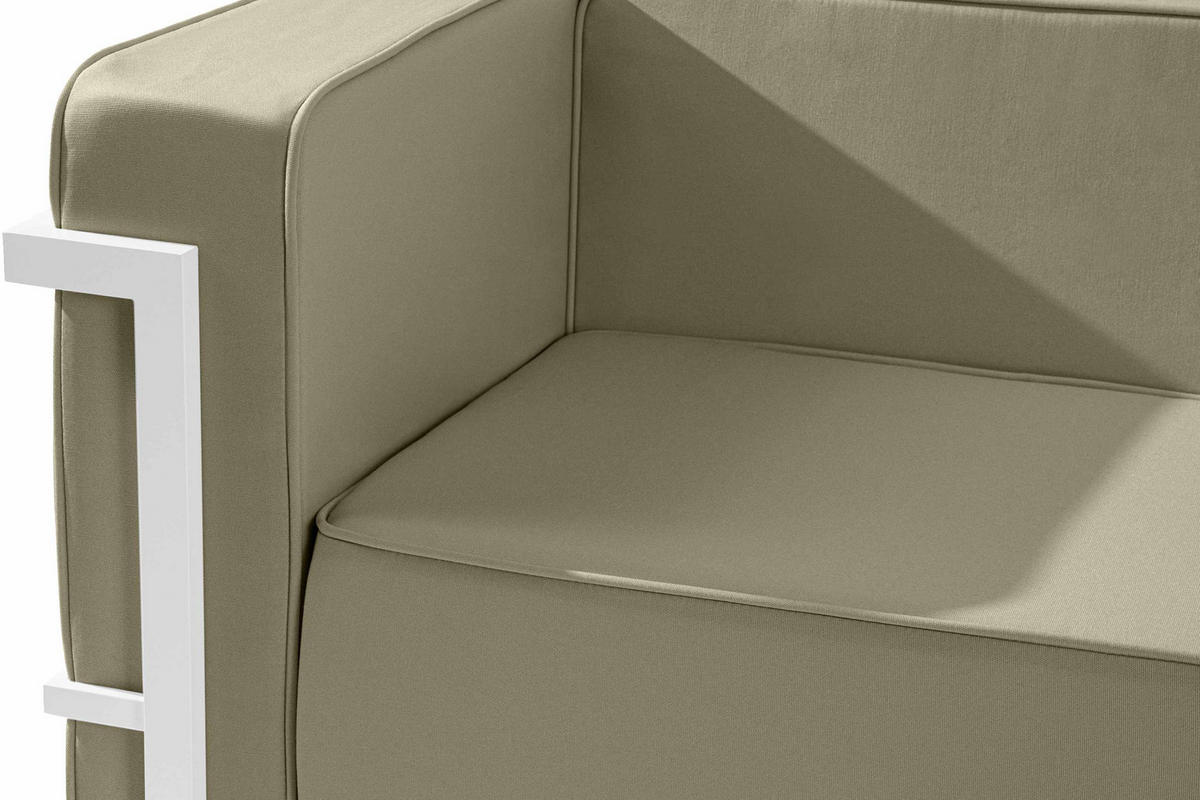 GARTENSESSEL TRIGLO Stahlgestell, Modern, Weiß/Beige - Beige/Weiß, Textil/Metall (99/70/69cm) - KONSIMO®