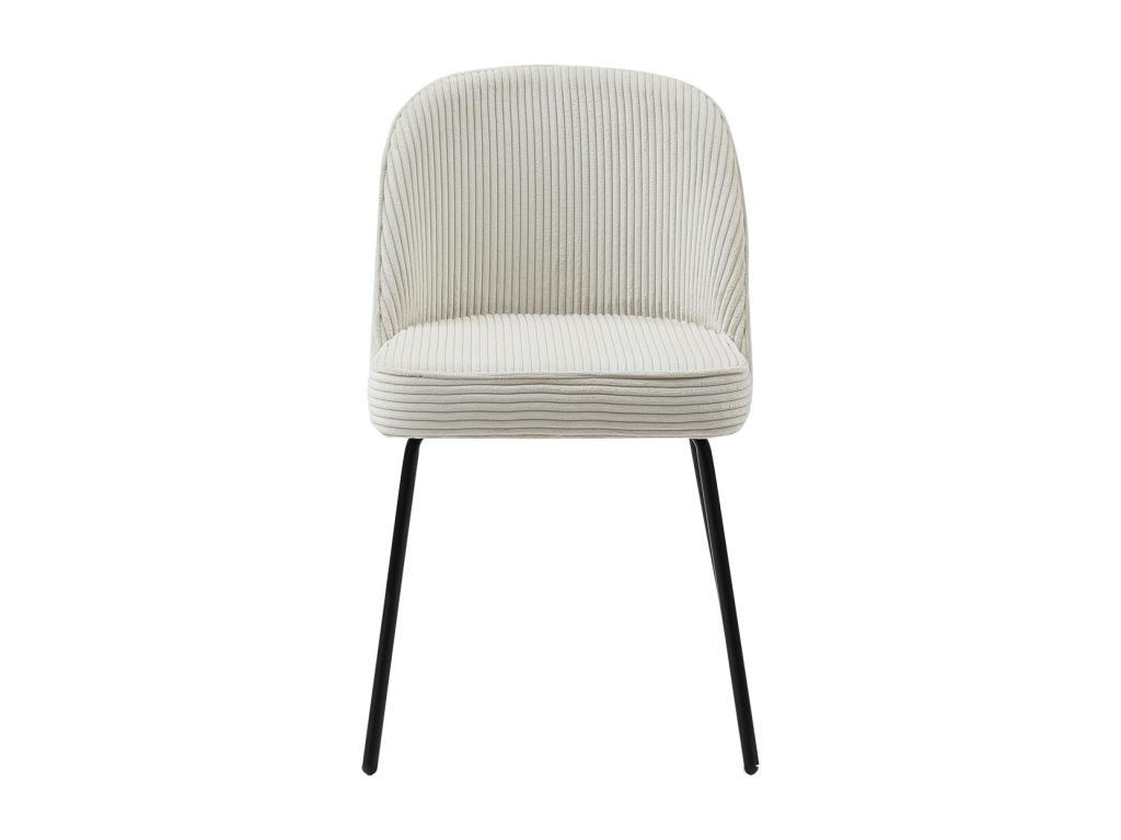 STUHL 2er-Set - Cord & schwarzes Metall - Cremefarben - ALPALI - Creme, Textil (57.5/83.5/50cm) - Vente-Unique