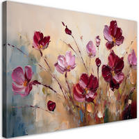 WANDBILD rot bemalte mohnblumen - Lila, Textil (60/40cm) - Feeby