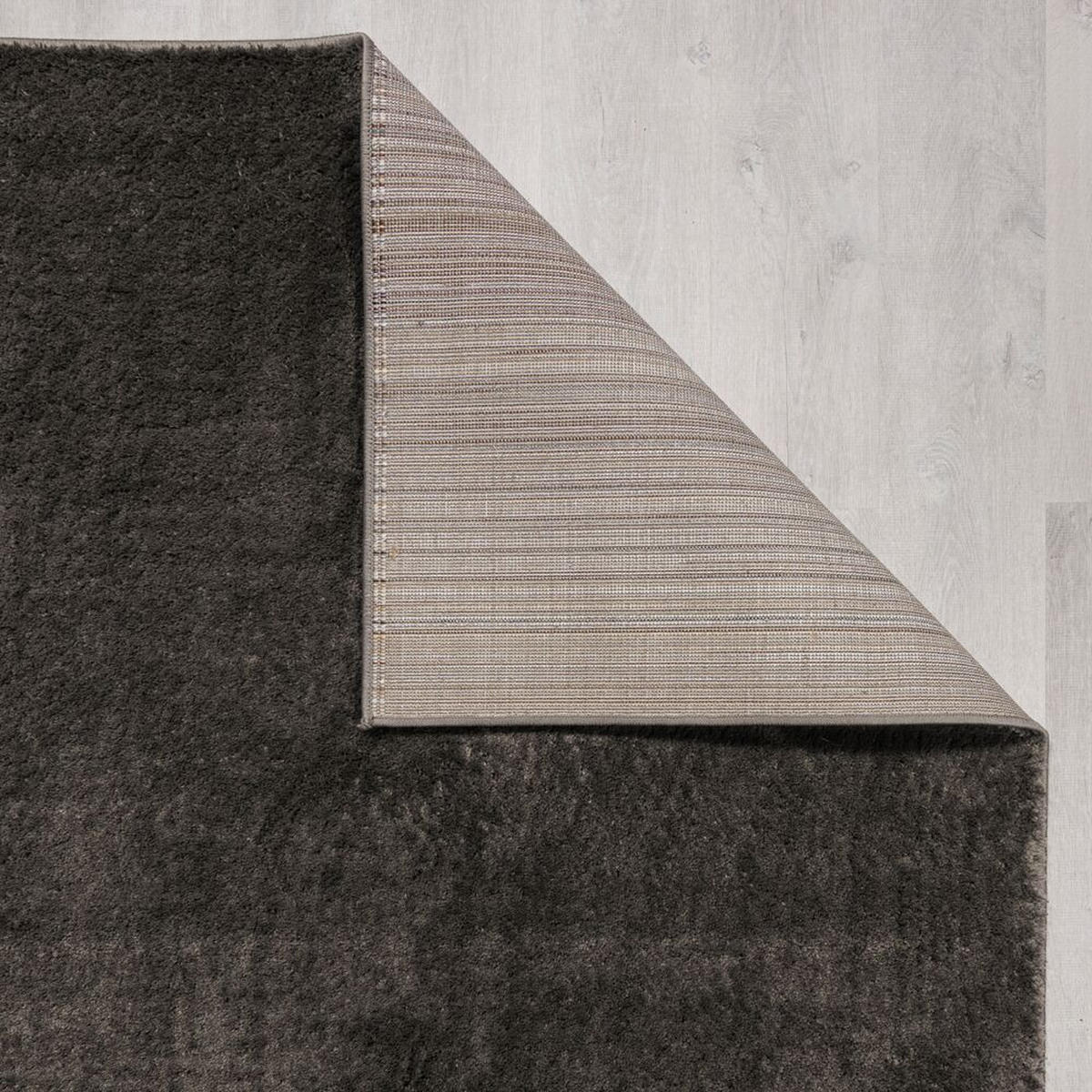 TEPPICH samtweich Uni-Muster 100% recycelt umweltfreundlich TUMMEL, Anthrazit 80x150 cm - Anthrazit, Textil (80/150cm) - KADIMA DESIGN