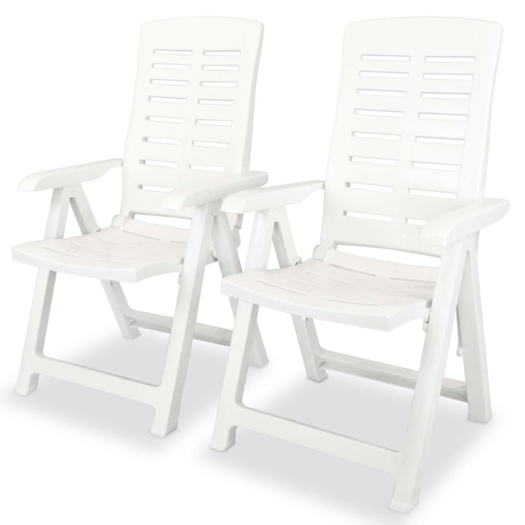 GARTENSTÜHLE Verstellbare 2er Set Kunststoff Weiss - Weiß, Kunststoff (60/108/61cm) - vidaXL