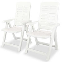 GARTENSTÜHLE Verstellbare 2er Set Kunststoff Weiss - Weiß, Kunststoff (60/108/61cm) - vidaXL