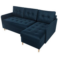 ECKSOFA Fado mit Schlaffunktion Blau Samtstoff - Blau, Textil (210/141cm) - Bromarkt